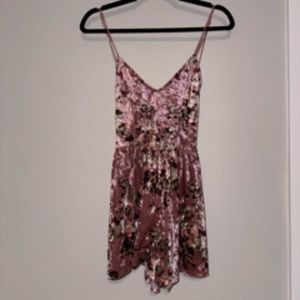 LA Hearts Pink Velvet Floral Romper (S)